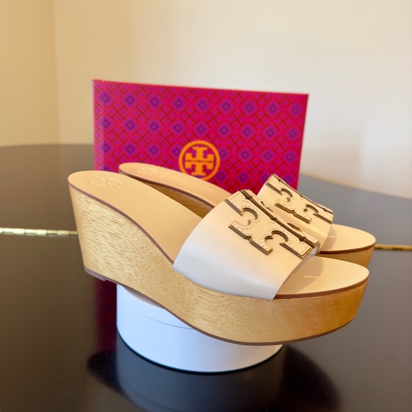 NWT authentic luxury summer spring beach Tory Burch Ines 80MM wedge slide/sandal - Picture 10 of 17